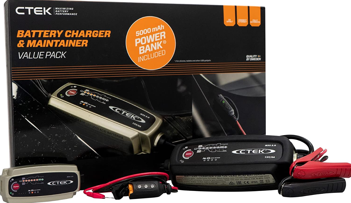 CTEK (Value Pack) MXS 5.0 Battery Charger with Comfort Indicator & Por