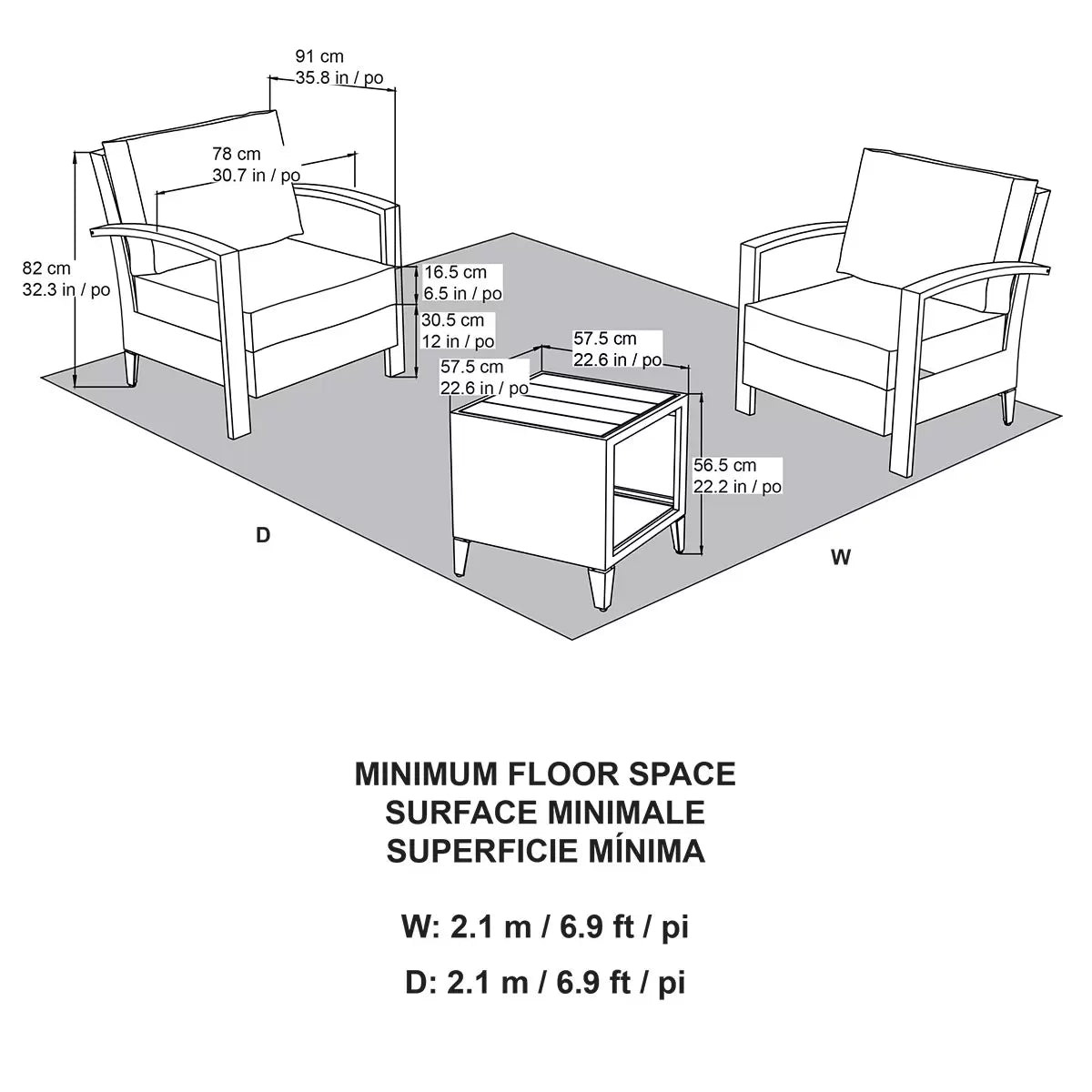 OVE Decors Westport 3 Piece Chat Set