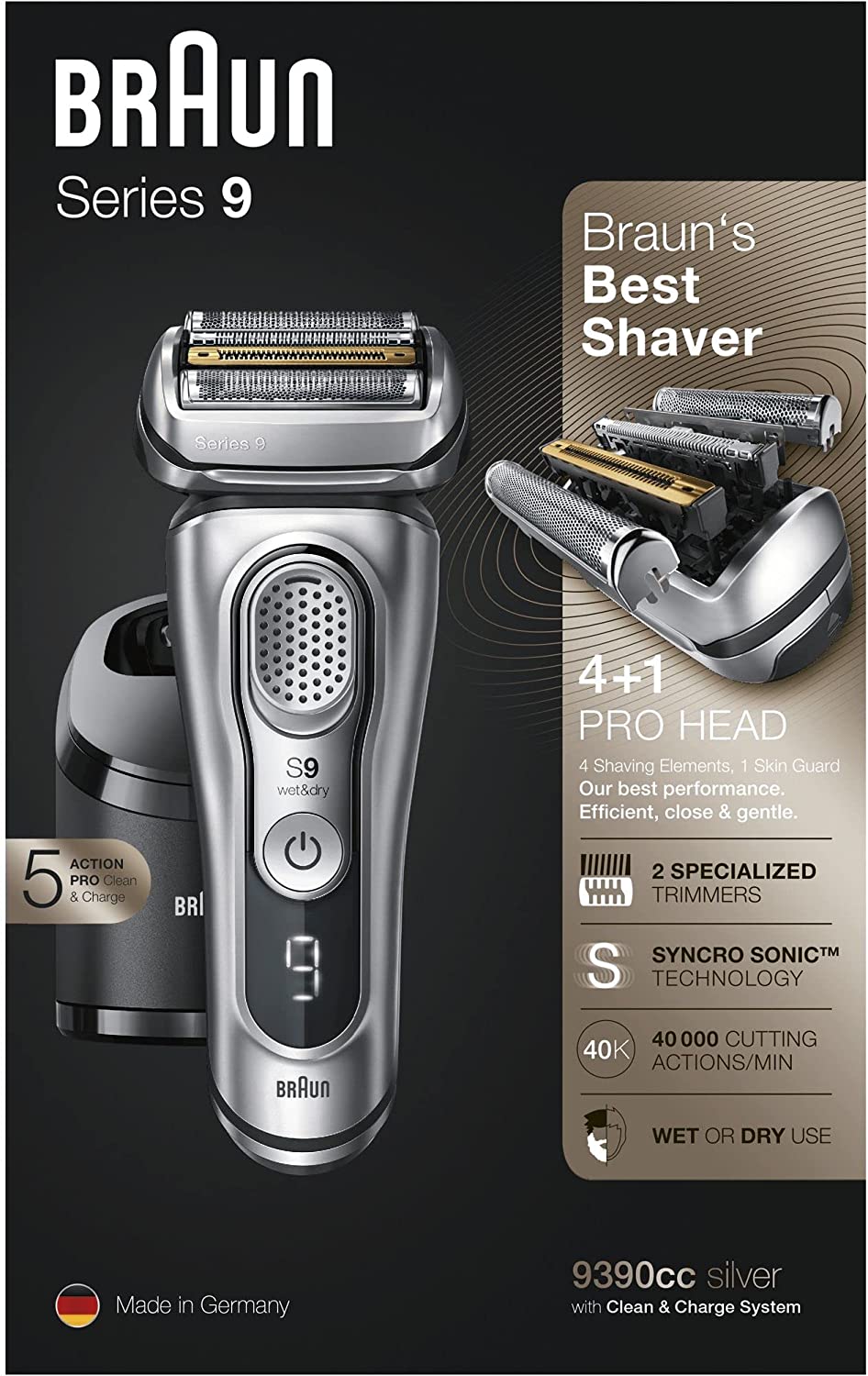 Braun Series 9 9385cc Wet and Dry Electric Shaver with Clean and Charge  Station