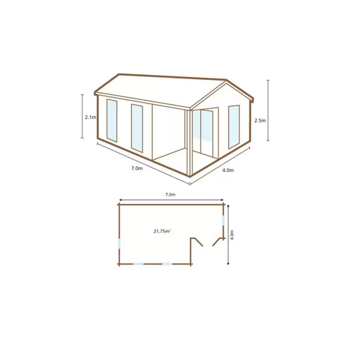 Forest Garden Woodbury 58mm Log Cabin 22ft 9" x 13ft 1" (7.0 x 4.0m)