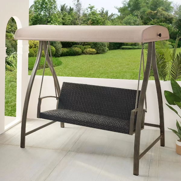 Agio Cameron Woven 2 Seater Canopy Swing in Bliss Sand