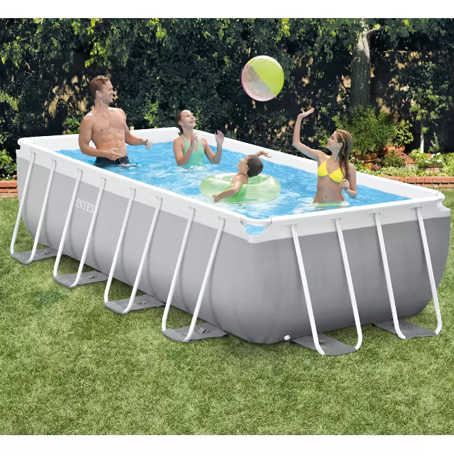 Intex 13ft 1.5" (4m) Rectangular Prism Frame Pool with Filter Pump and Ladder