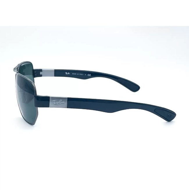 Ray-Ban Gunmetal and Black Sunglasses with Green Lenses