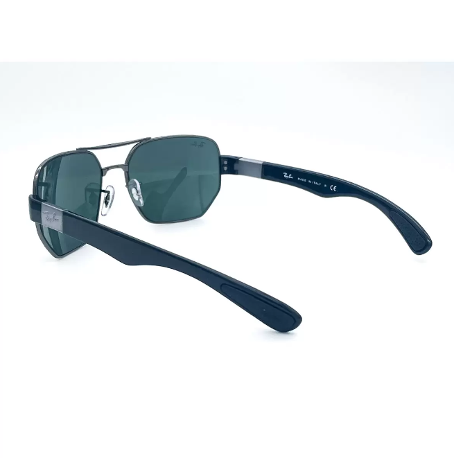 Ray-Ban Gunmetal and Black Sunglasses with Green Lenses