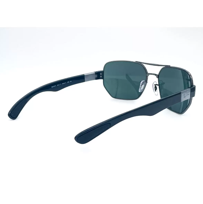 Ray-Ban Gunmetal and Black Sunglasses with Green Lenses