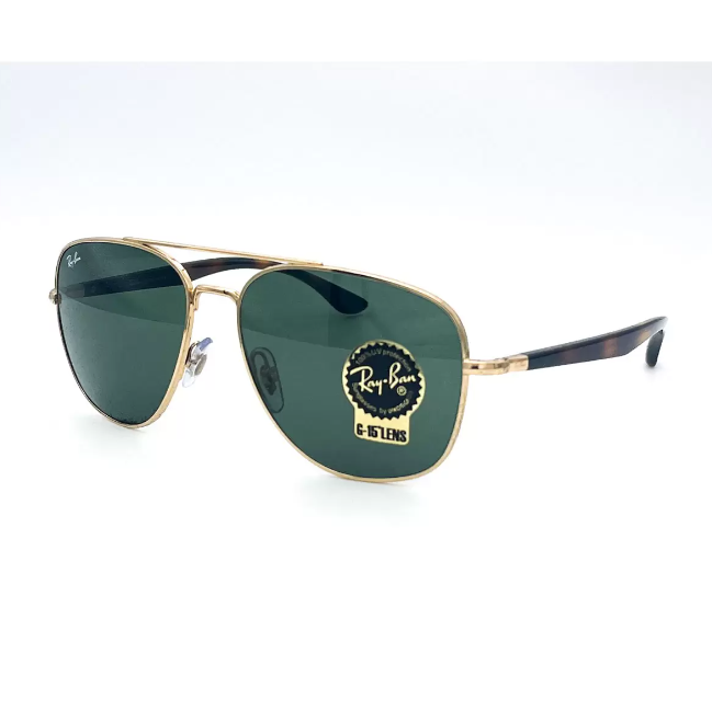 Ray-Ban Gold Sunglasses With Green Lenses