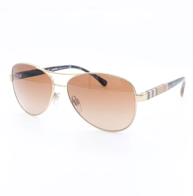 Burberry Gold Aviator Sunglasses with Brown Lenses