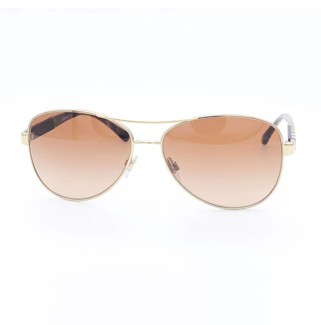 Burberry Gold Aviator Sunglasses with Brown Lenses