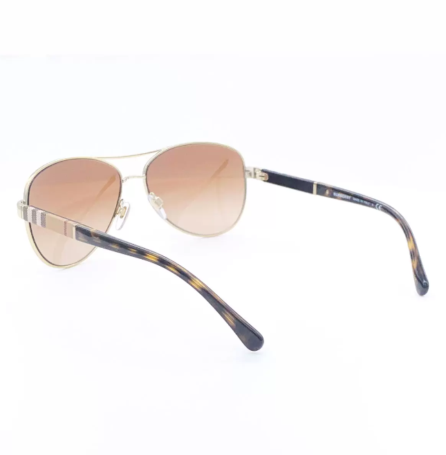 Burberry Gold Aviator Sunglasses with Brown Lenses