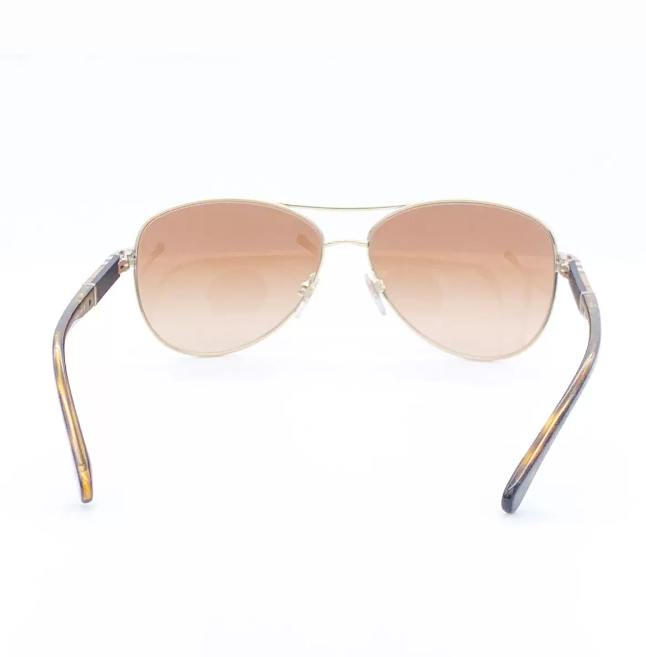 Burberry Gold Aviator Sunglasses with Brown Lenses