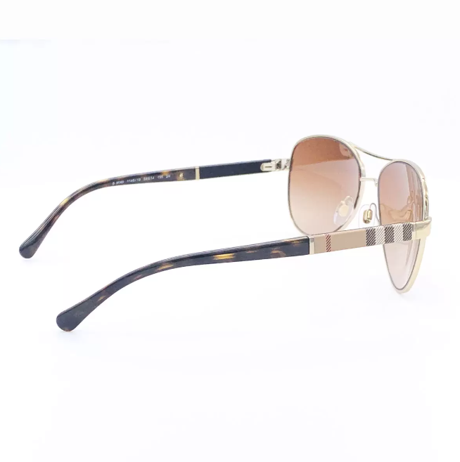 Burberry Gold Aviator Sunglasses with Brown Lenses