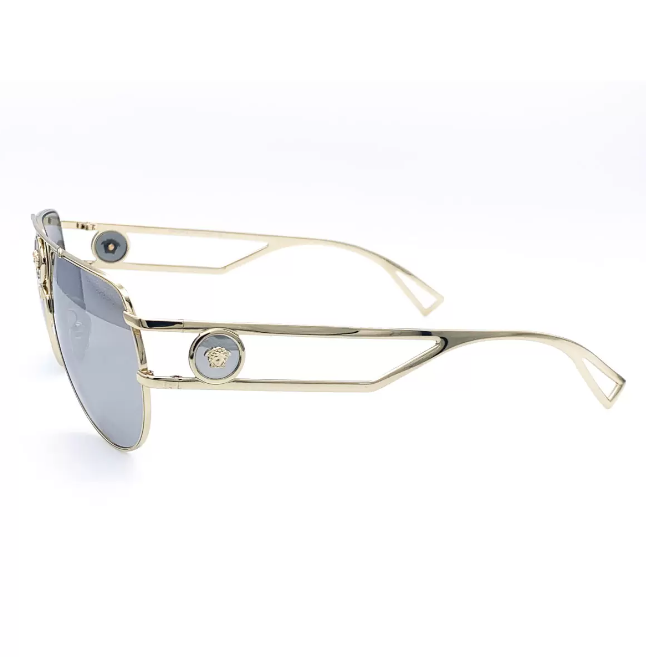 Versace Pale Gold Sunglasses with Grey Mirrored Lenses