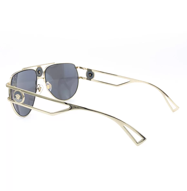 Versace Pale Gold Sunglasses with Grey Mirrored Lenses