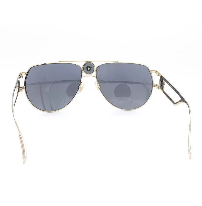 Versace Pale Gold Sunglasses with Grey Mirrored Lenses