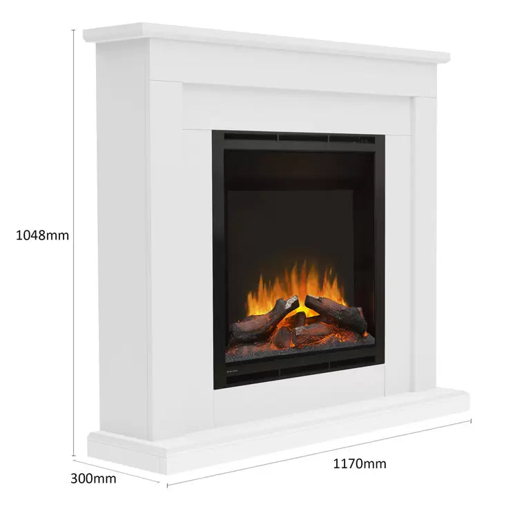 Flare Beadnell Electric Fireplace Suite in White, 2kW