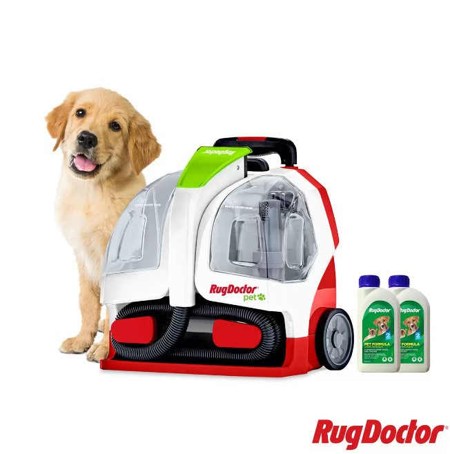 Rug Doctor Pet Portable Spot Cleaner (White) with 2 x 500ml Pet Formula Cleaner