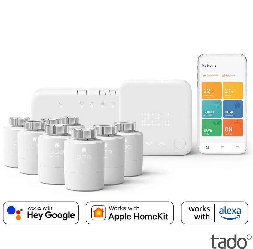 tado° Home Bundle - Wireless Starter Kit V3+ - 8 Universal Smart Radiator Thermostats