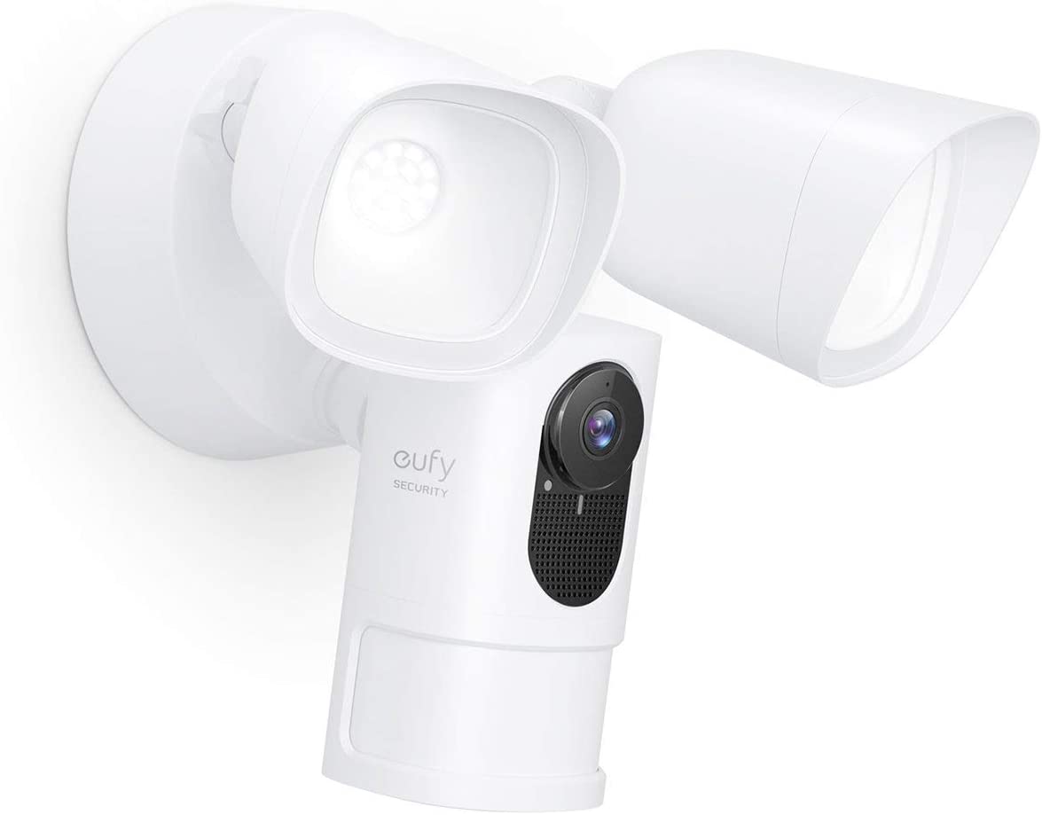 eufy Floodlight Cam 2, 2k Hardwired Floodlight Camera with 4GB eMMC Local Storage, White