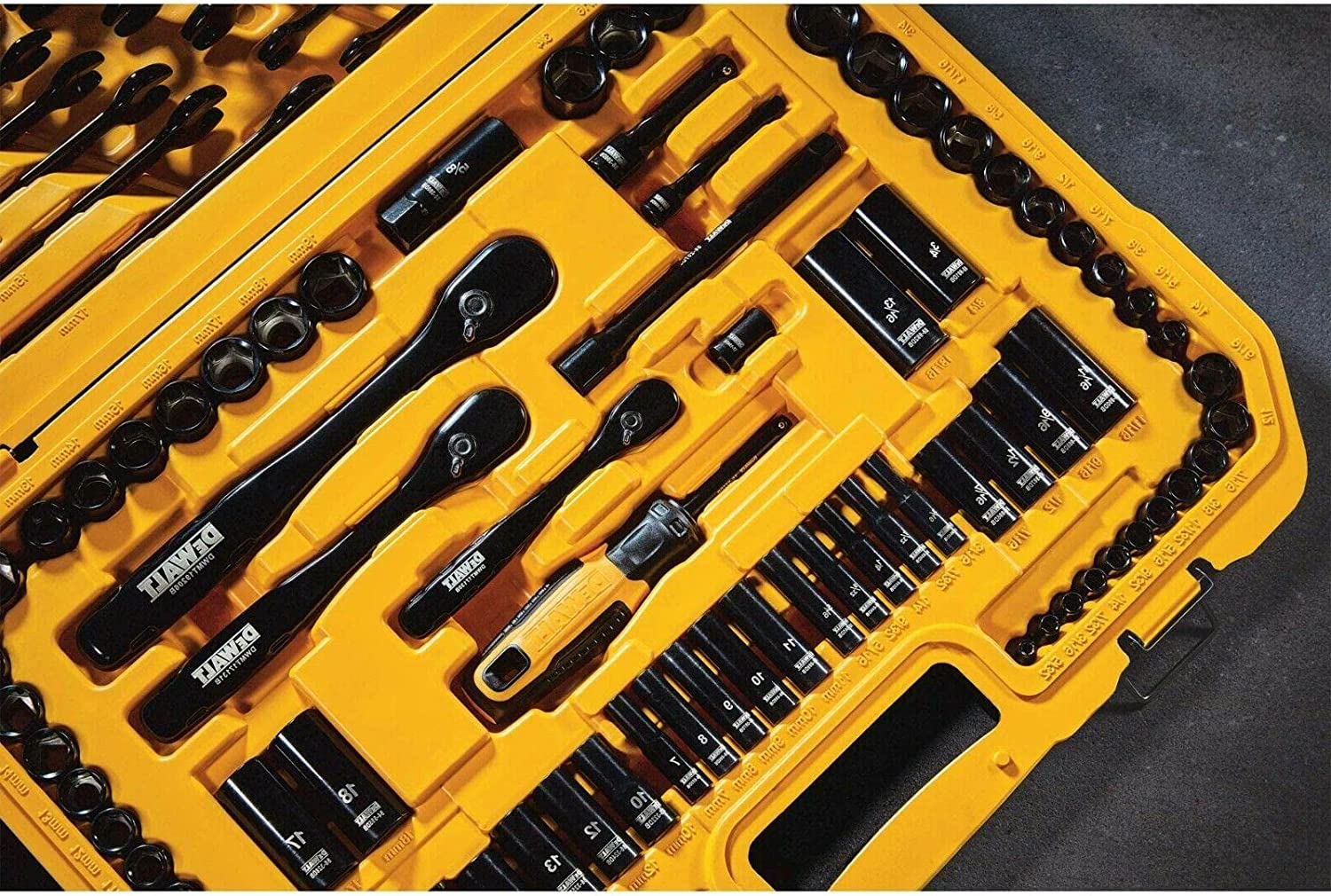 DEWALT Drive Socket Set for Mechanics, Black Chrome Polish, 184-Piece