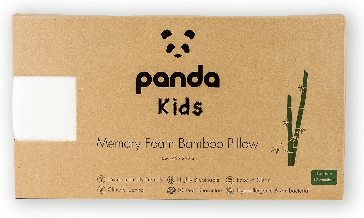 Panda Baby Memory Foam Bamboo Pillow, 12+ Months