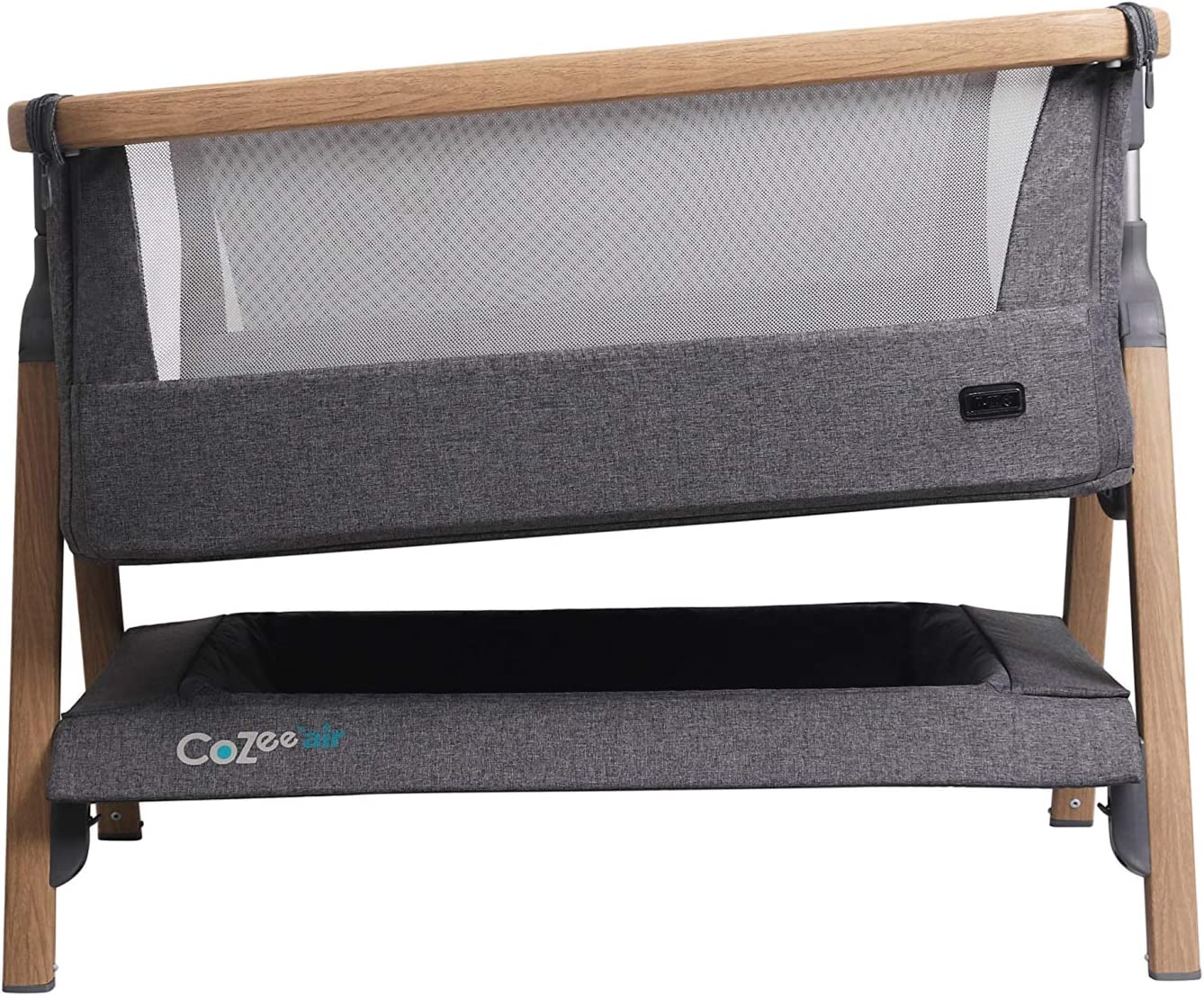 Tutti Bambini CoZee Air Bedside Rocking Crib, Oak and Charcoal
