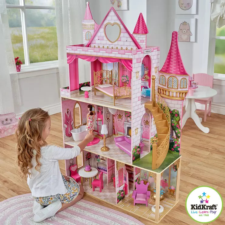 KidKraft 52" Rose Garden Castle with Lights, Sounds & 16 Furniture Accessories (3+ Years)