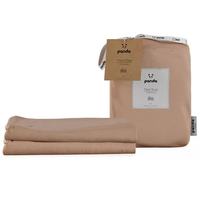 Panda 100% Bamboo Cot Bed Fitted Sheets, 2 Pack in 3 Colours