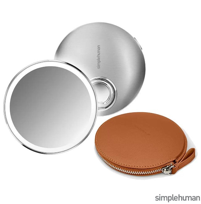 simplehuman Sensor Mirror Compact in Brushed Stainless Steel with Case