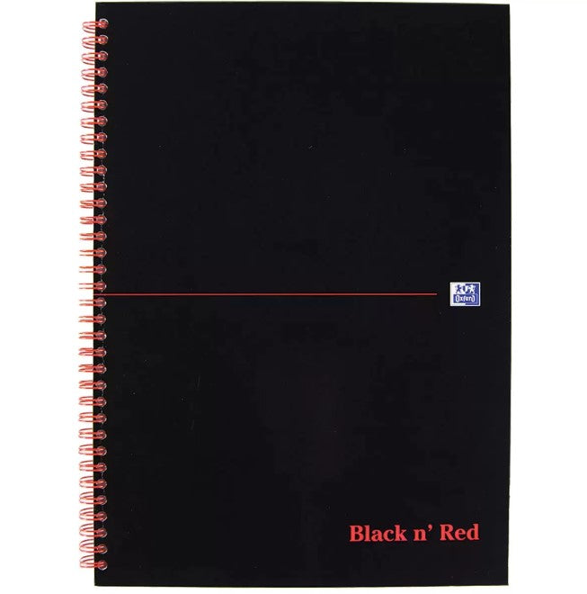 Black n Red A4 Wirebound Notebook 90gsm 140 pages - Pack of 10