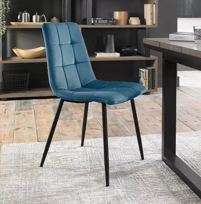 Bentley Designs Blue Velvet Tapered Back  2 x Dining Chairs