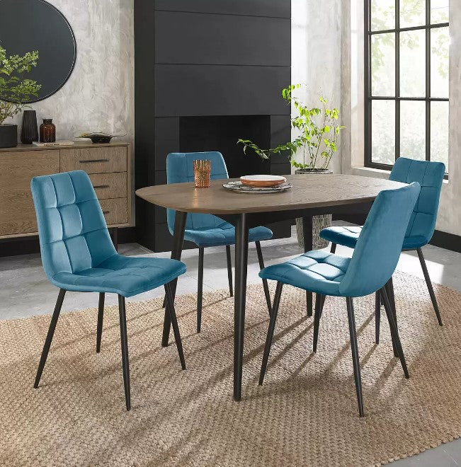 Bentley Designs Blue Velvet Tapered Back  2 x Dining Chairs