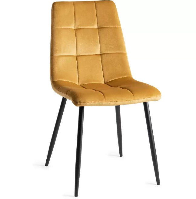 Bentley Designs Mustard Velvet Tapered Back  2 x Dining Chairs