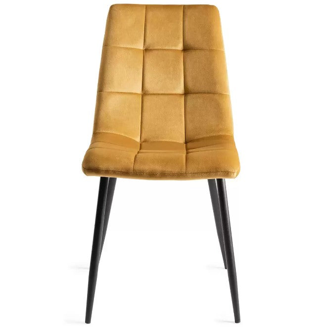 Bentley Designs Mustard Velvet Tapered Back  2 x Dining Chairs