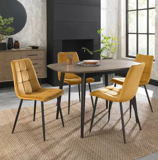 Bentley Designs Mustard Velvet Tapered Back  2 x Dining Chairs