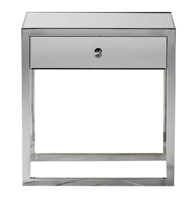 Gallery Fordwich Side Table 1 Drawer In Mirrored Finish