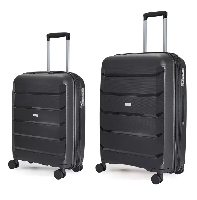 Rock Tulum 2 Piece Hardside Luggage Set in Black