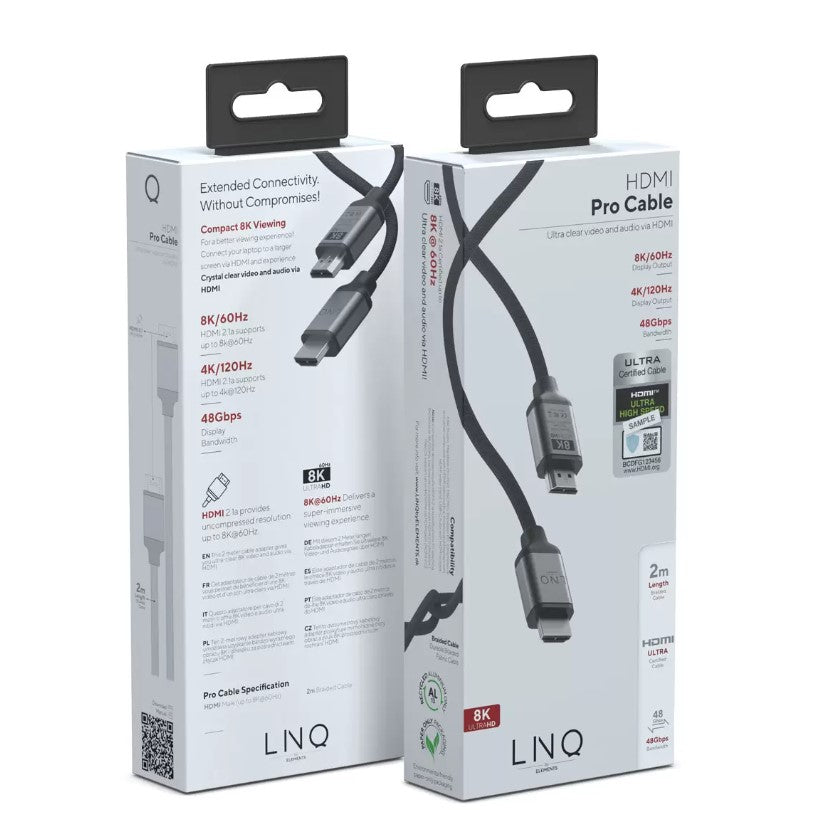 LINQ 8K/60Hz PRO Cable HDMI to HDMI, Ultra Certified (2m)