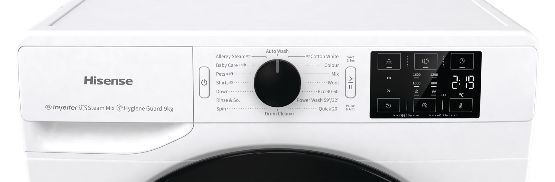 Hisense WFGE901649VM, 9kg, 1600rpm Washing Machine (White)